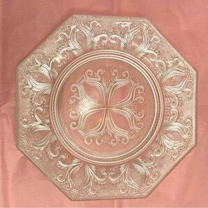 EUC Vtg Clear Pressed Glass Octagonal 8” Plate - Beautiful Depression Glass
